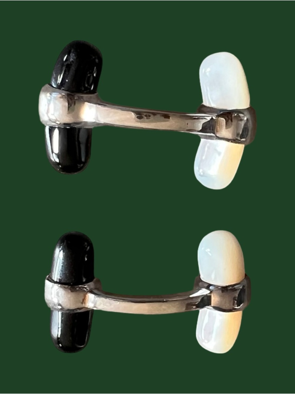 Links of London Sterling Silver Cufflinks Set - Onyx & Mother of Pearls - Picture 3 of 9